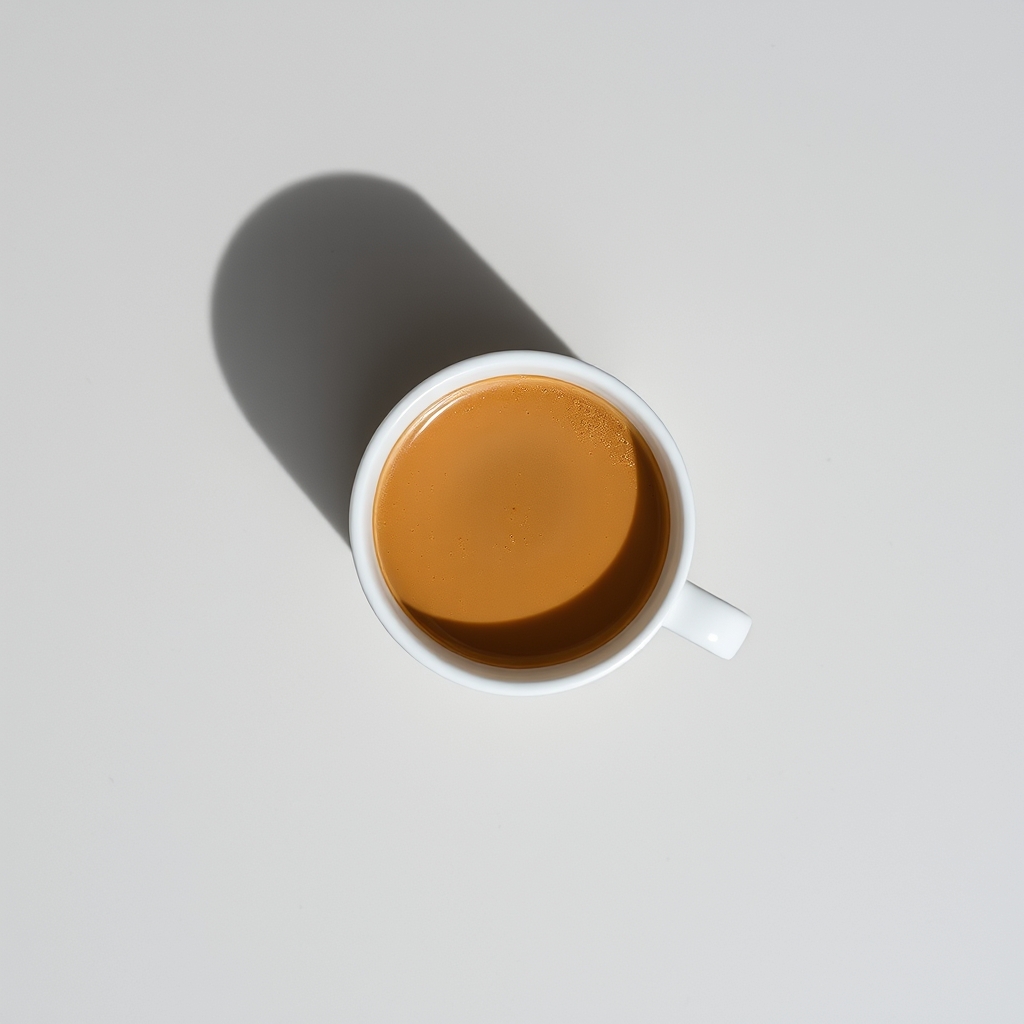 กาแฟดริปในถ้วยเซรามิกขาว บนพื้นผิวคอนกรีต